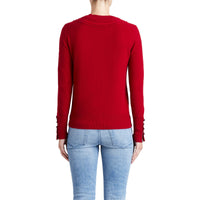 Pull en cachemire avec empiècement en maille torsadée - Military Red