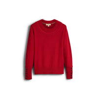 Pull en cachemire avec empiècement en maille torsadée - Military Red