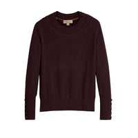 Pull en cachemire avec empiècement en maille torsadée - Deep Claret