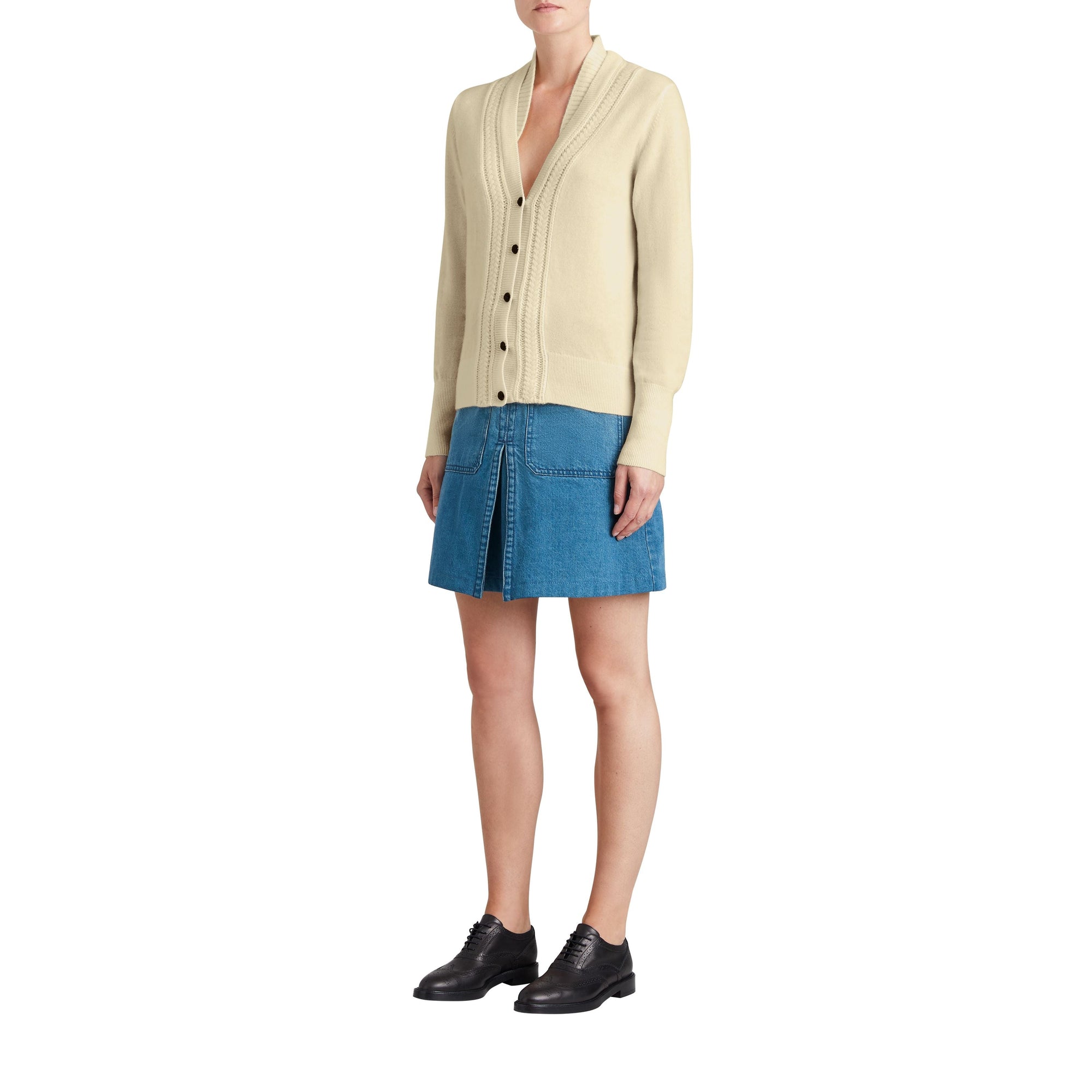Cardigan en maille de cachemire torsadée - Natural White
