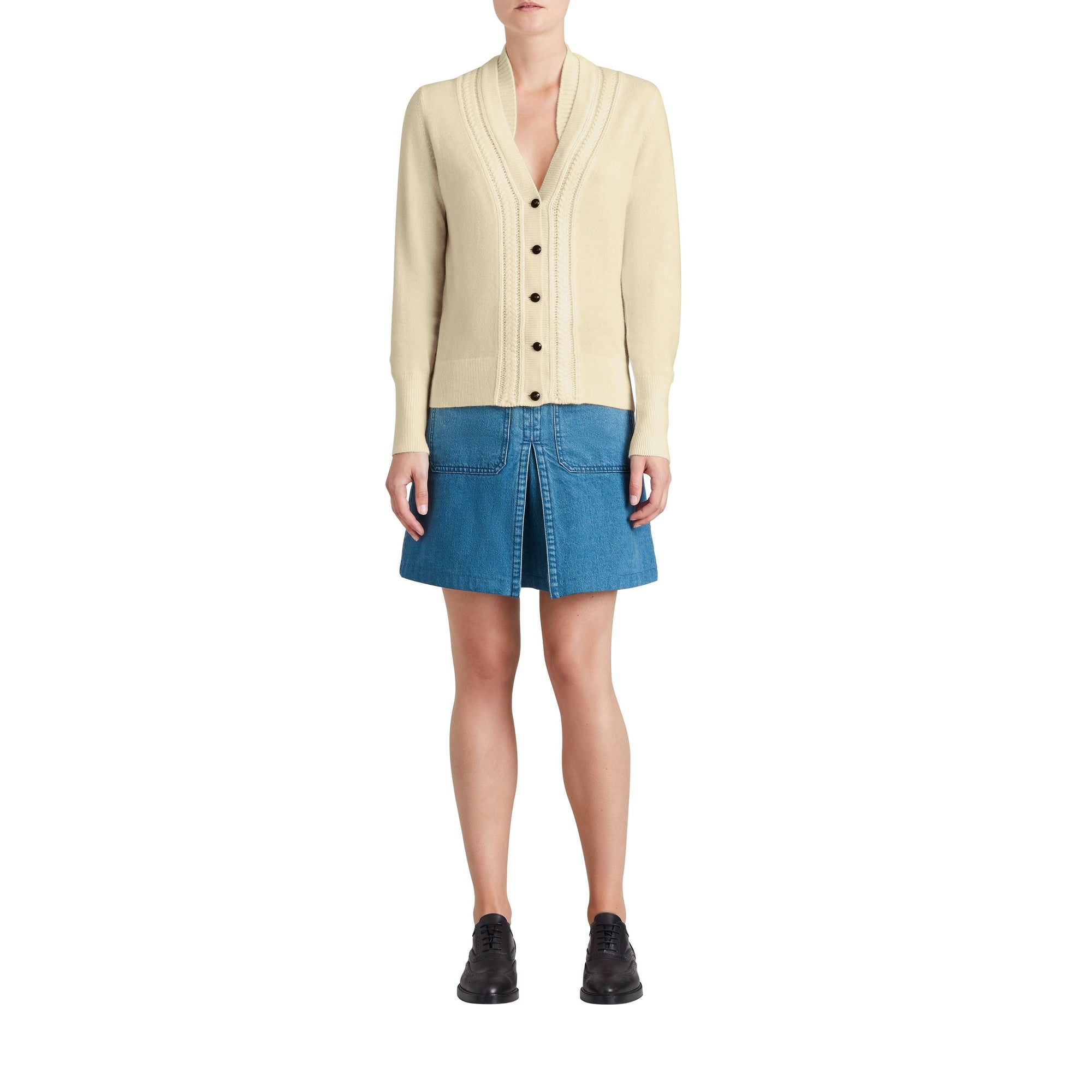 Cardigan en maille de cachemire torsadée - Natural White