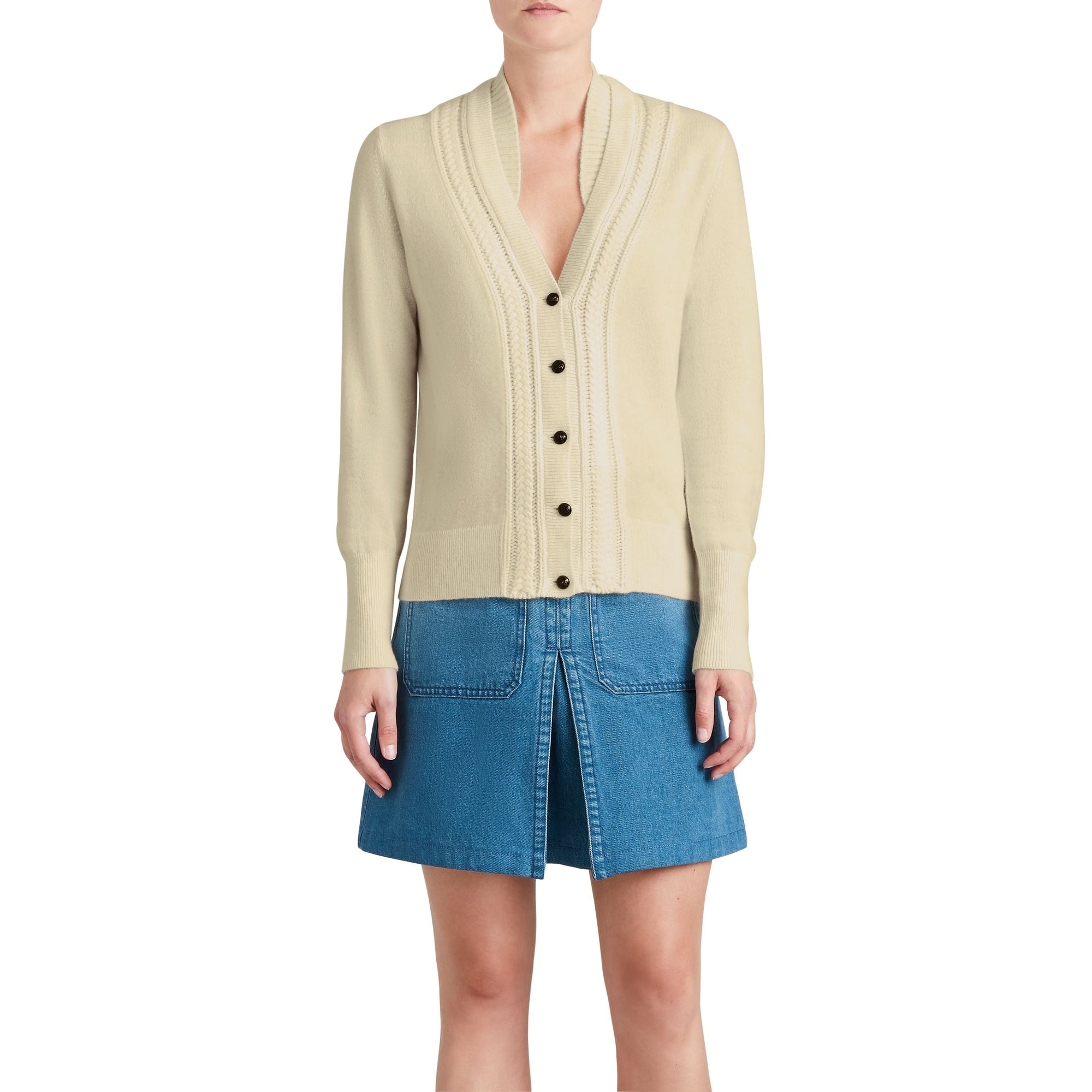 Cardigan en maille de cachemire torsadée - Natural White