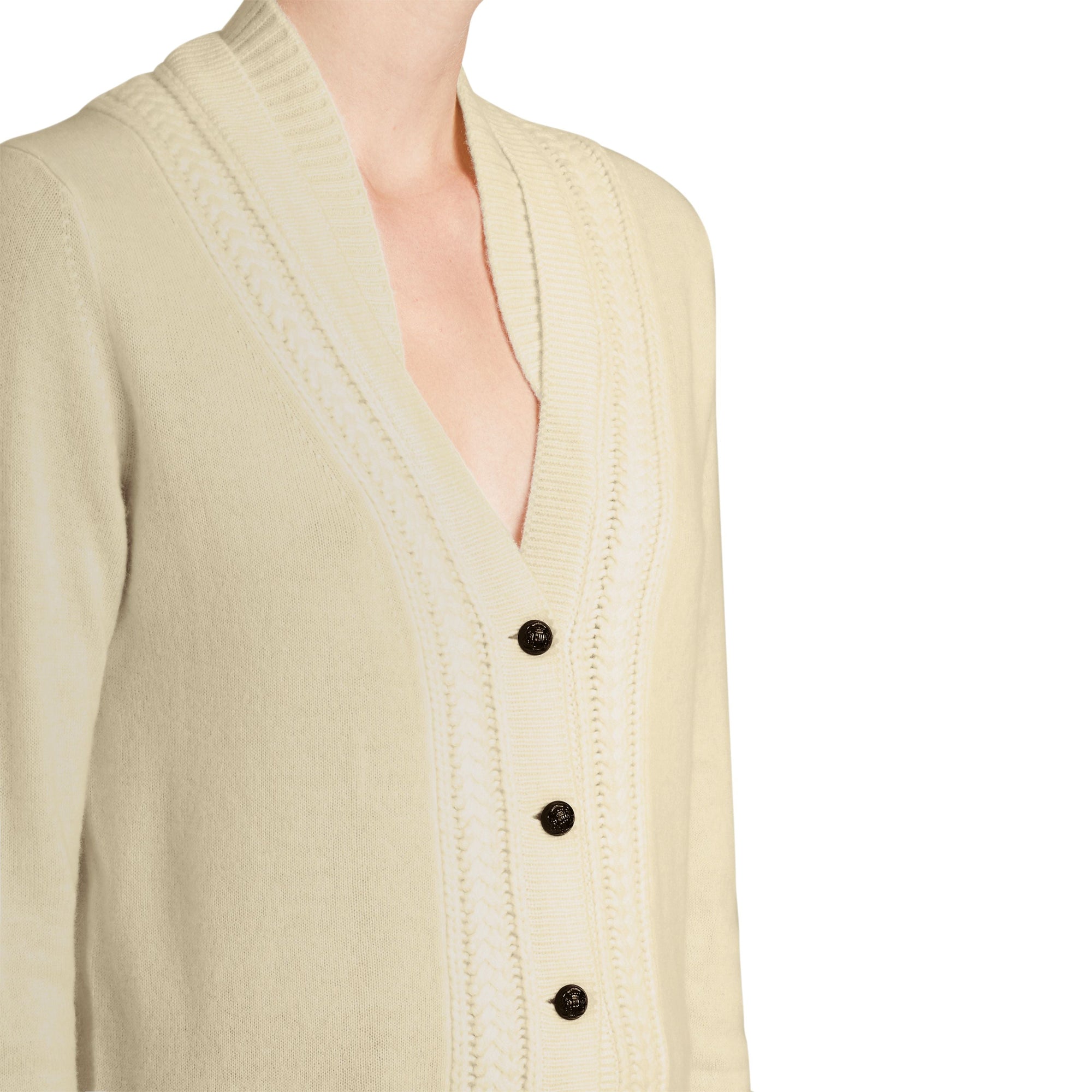 Cardigan en maille de cachemire torsadée - Natural White