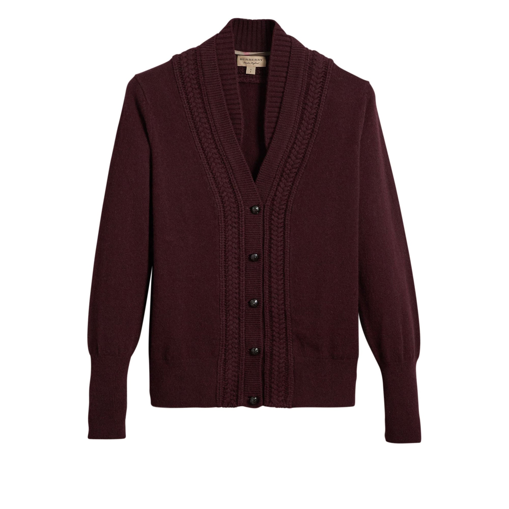 Cardigan en maille de cachemire torsadée - Deep Claret