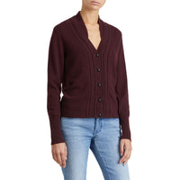 Cardigan en maille de cachemire torsadée - Deep Claret