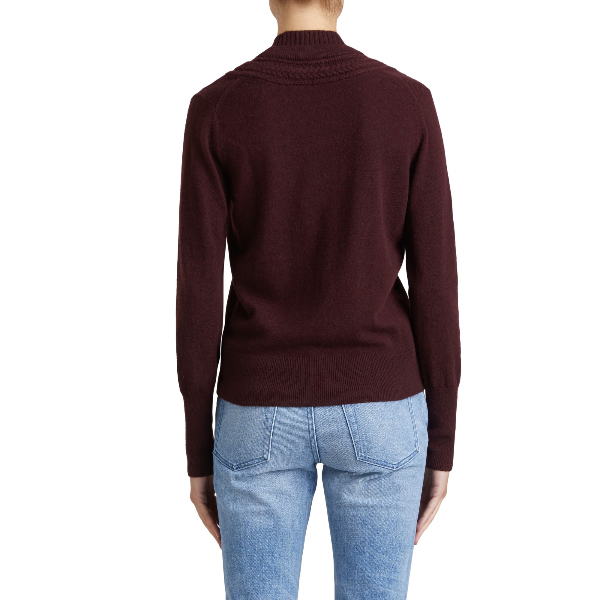 Cardigan en maille de cachemire torsadée - Deep Claret