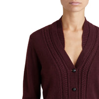 Cardigan en maille de cachemire torsadée - Deep Claret