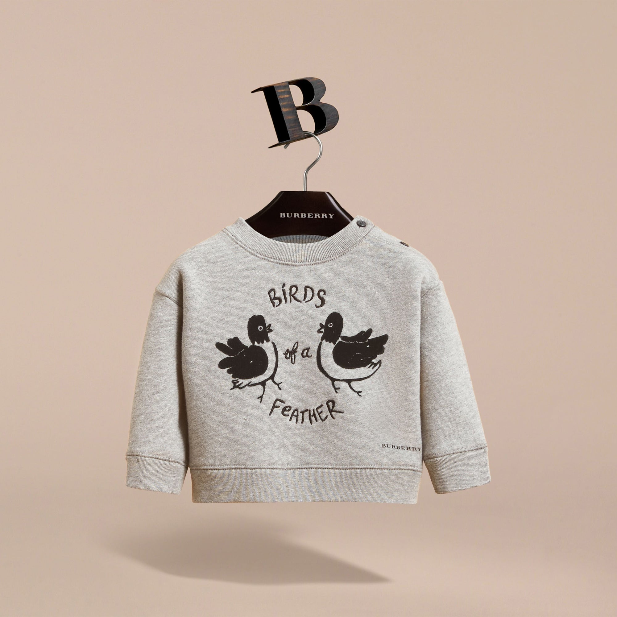Sweat-shirt en coton avec motif Birds of a Feather - Grey Melange