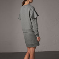 Robe pull en coton à manches à volants - Pale Grey Melange