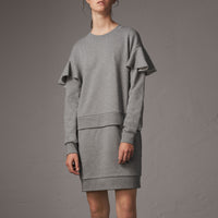 Robe pull en coton à manches à volants - Pale Grey Melange