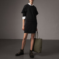 Robe pull en coton à manches à volants - Black
