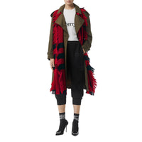 Écharpe en laine à motif check et à franges - Military Red
