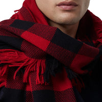 Écharpe en laine à motif check et à franges - Military Red