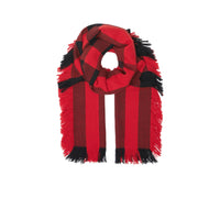 Écharpe en laine à motif check et à franges - Military Red