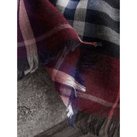 Carré en modal et laine à motif check - Claret