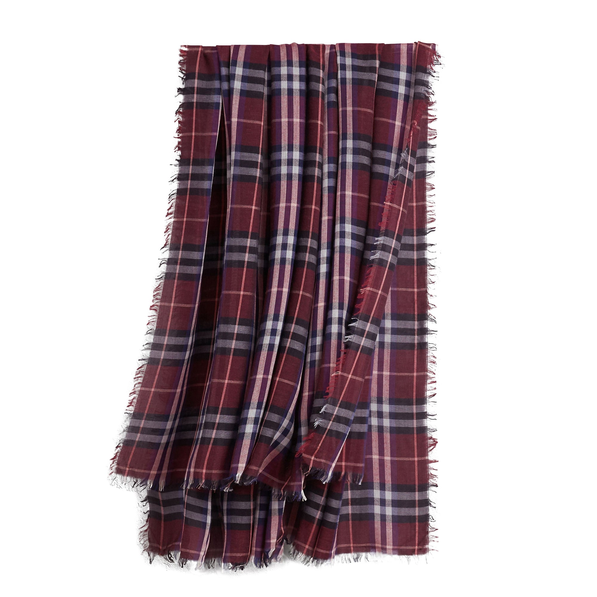 Carré en modal et laine à motif check - Claret