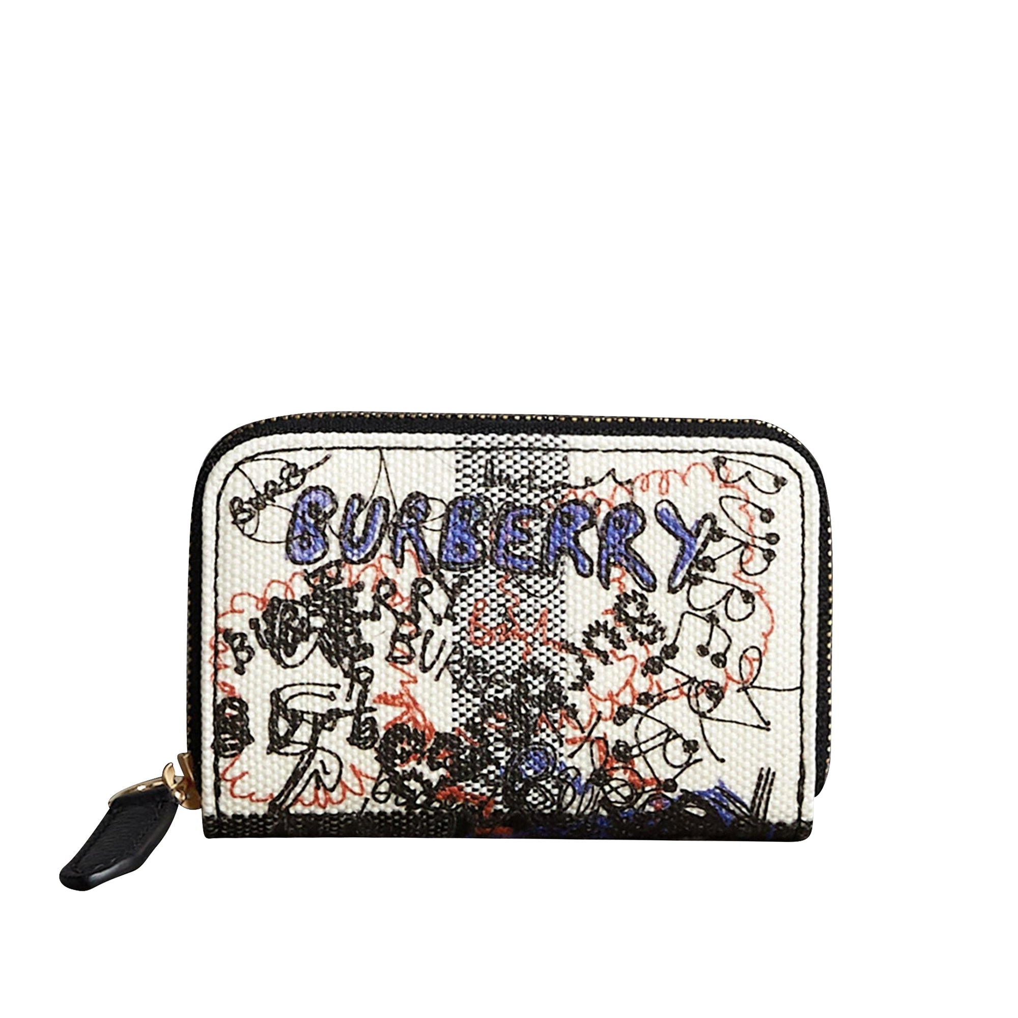 Porte-monnaie zippé imprimé Doodle - White