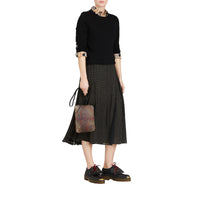 Grande pochette en toile enduite à motif check et imprimé Doodle - Classic Check & Black