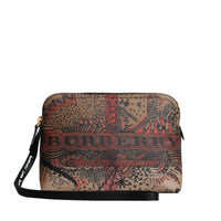 Grande pochette en toile enduite à motif check et imprimé Doodle - Classic Check & Black