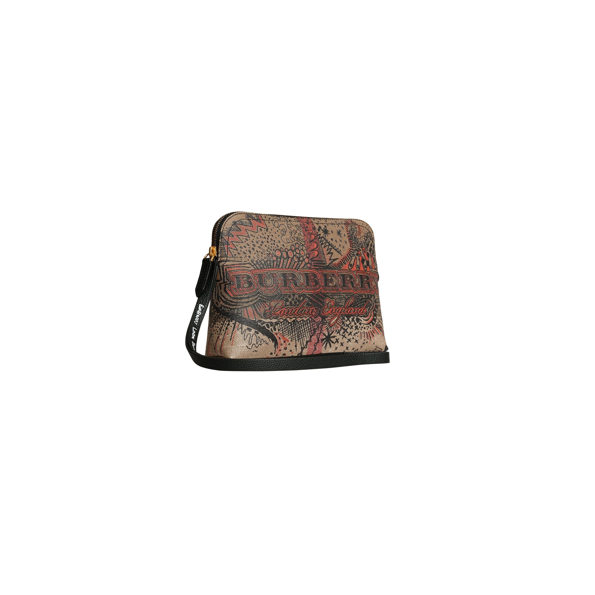 Grande pochette en toile enduite à motif check et imprimé Doodle - Classic Check & Black