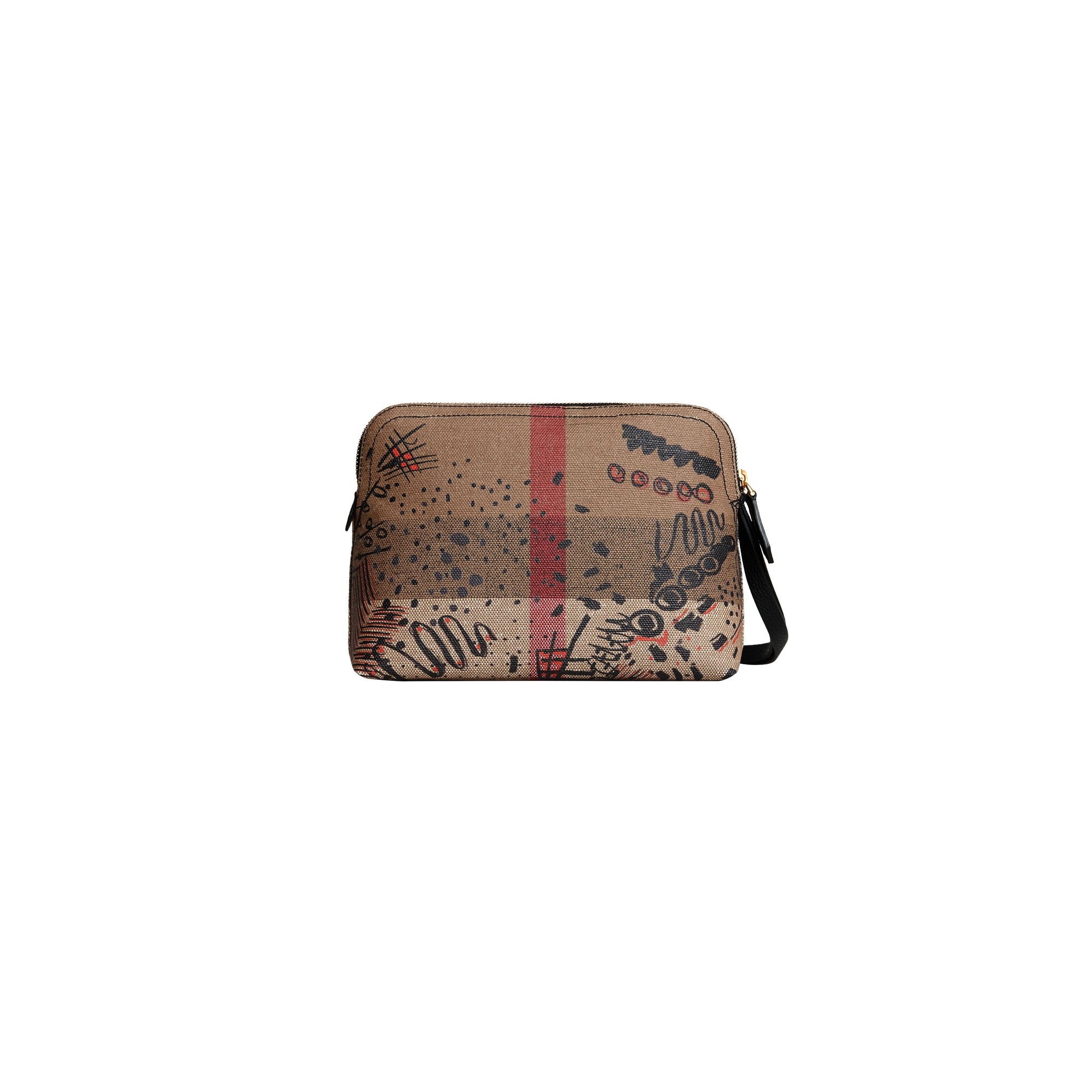 Grande pochette en toile enduite à motif check et imprimé Doodle - Classic Check & Black