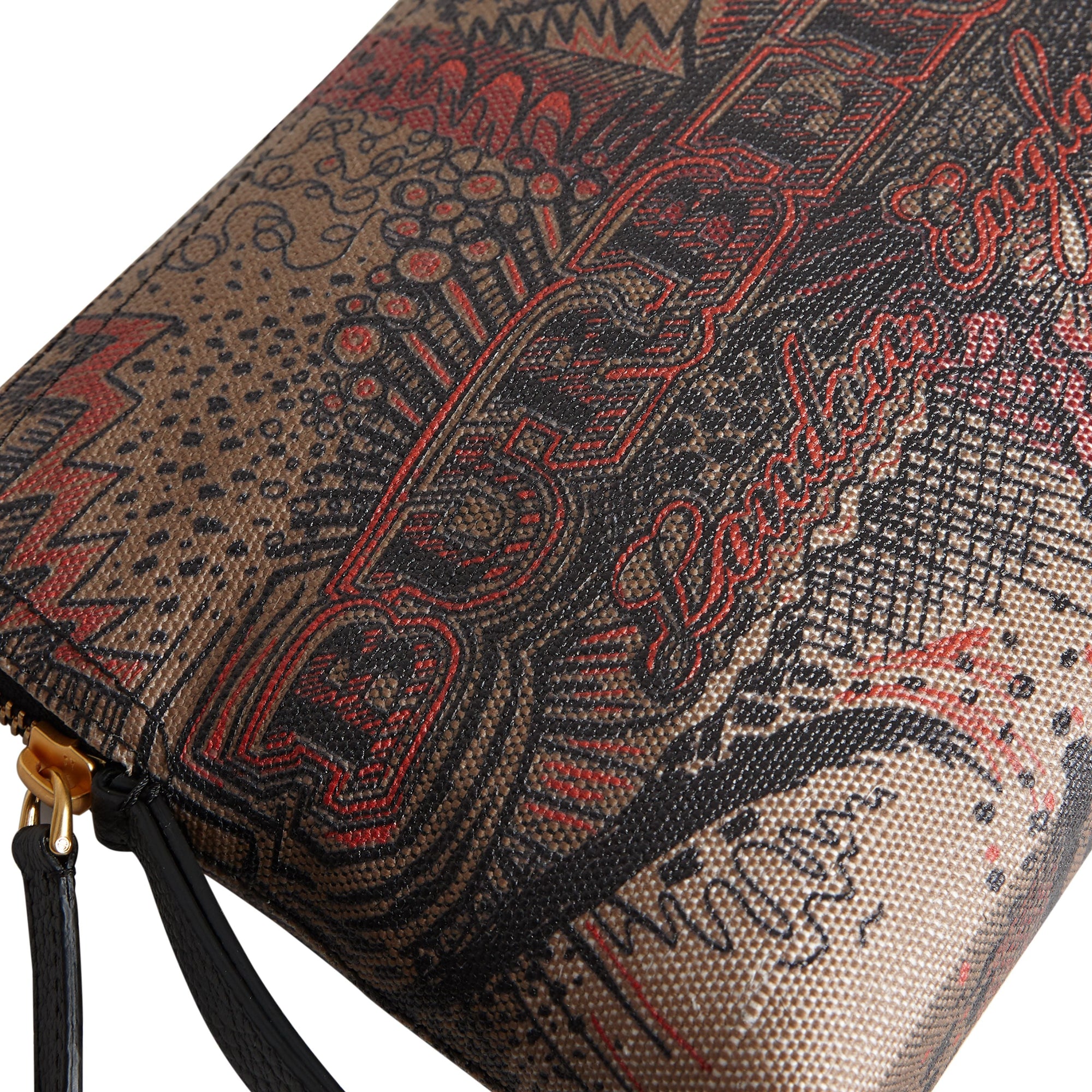 Grande pochette en toile enduite à motif check et imprimé Doodle - Classic Check & Black