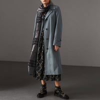 Écharpe en laine et soie avec motif check métallisé - Charcoal