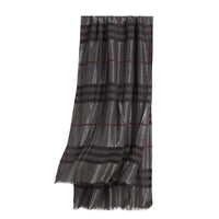 Écharpe en laine et soie avec motif check métallisé - Charcoal