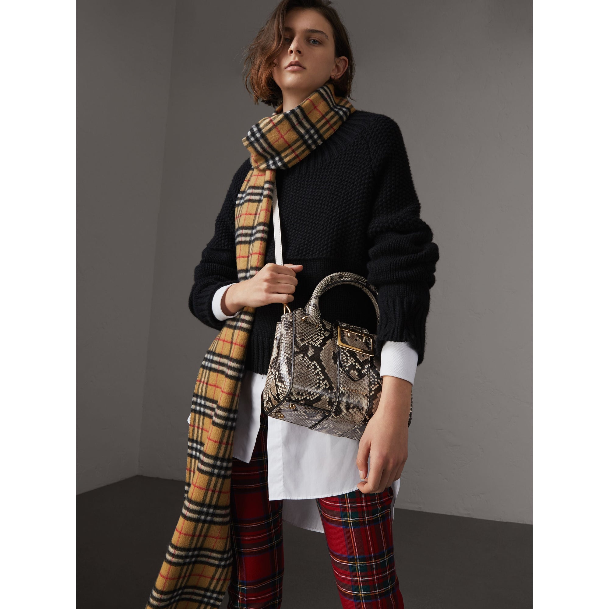 Petit sac tote The Buckle en python - Natural