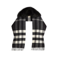 Écharpe en cachemire avec détail en fourrure - Black