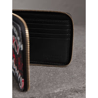 Portefeuille zippé imprimé Doodle - Black