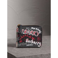 Portefeuille zippé imprimé Doodle - Black