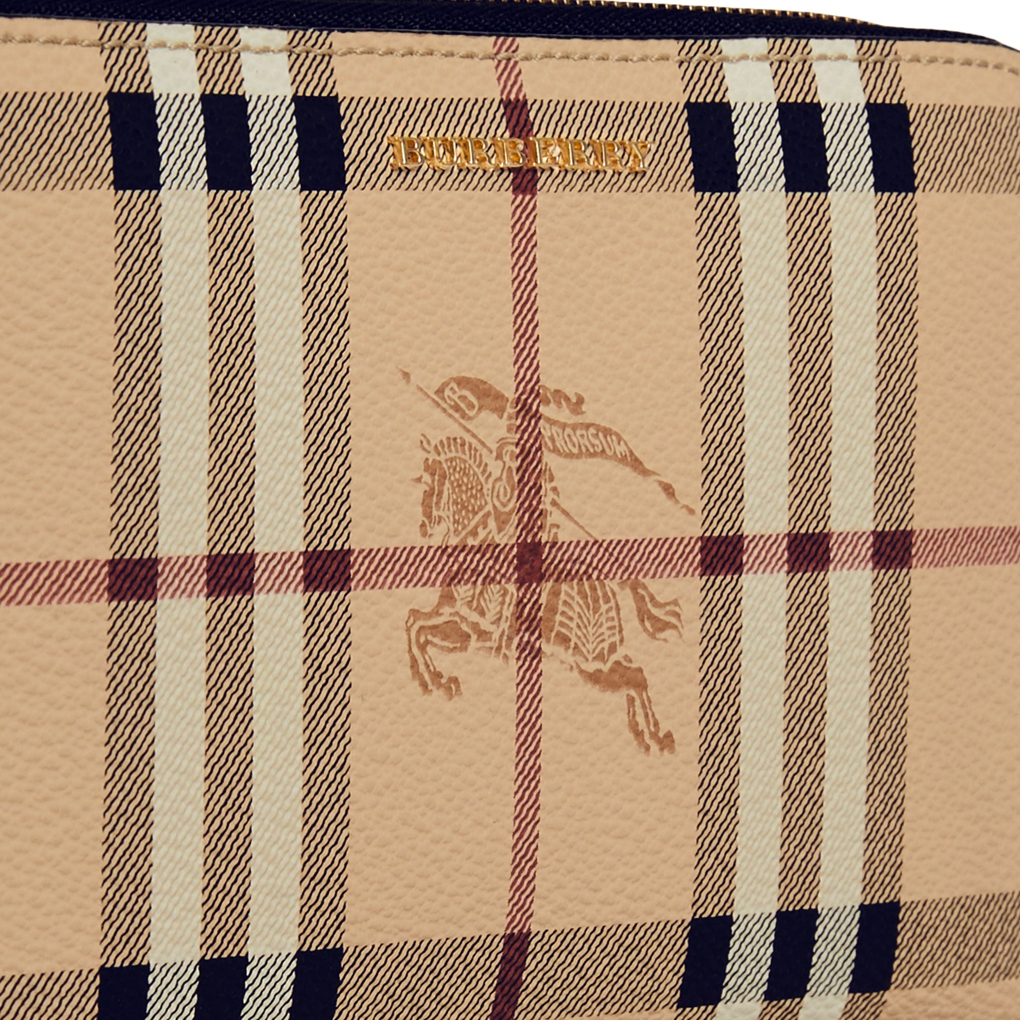 Portefeuille zippé en cuir à motif Haymarket check - Black