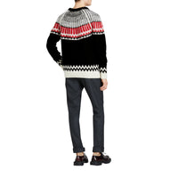 Pull en laine et cachemire à motif Fair Isle - Black & Military Red