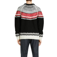 Pull en laine et cachemire à motif Fair Isle - Black & Military Red