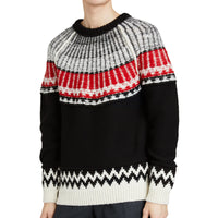Pull en laine et cachemire à motif Fair Isle - Black & Military Red