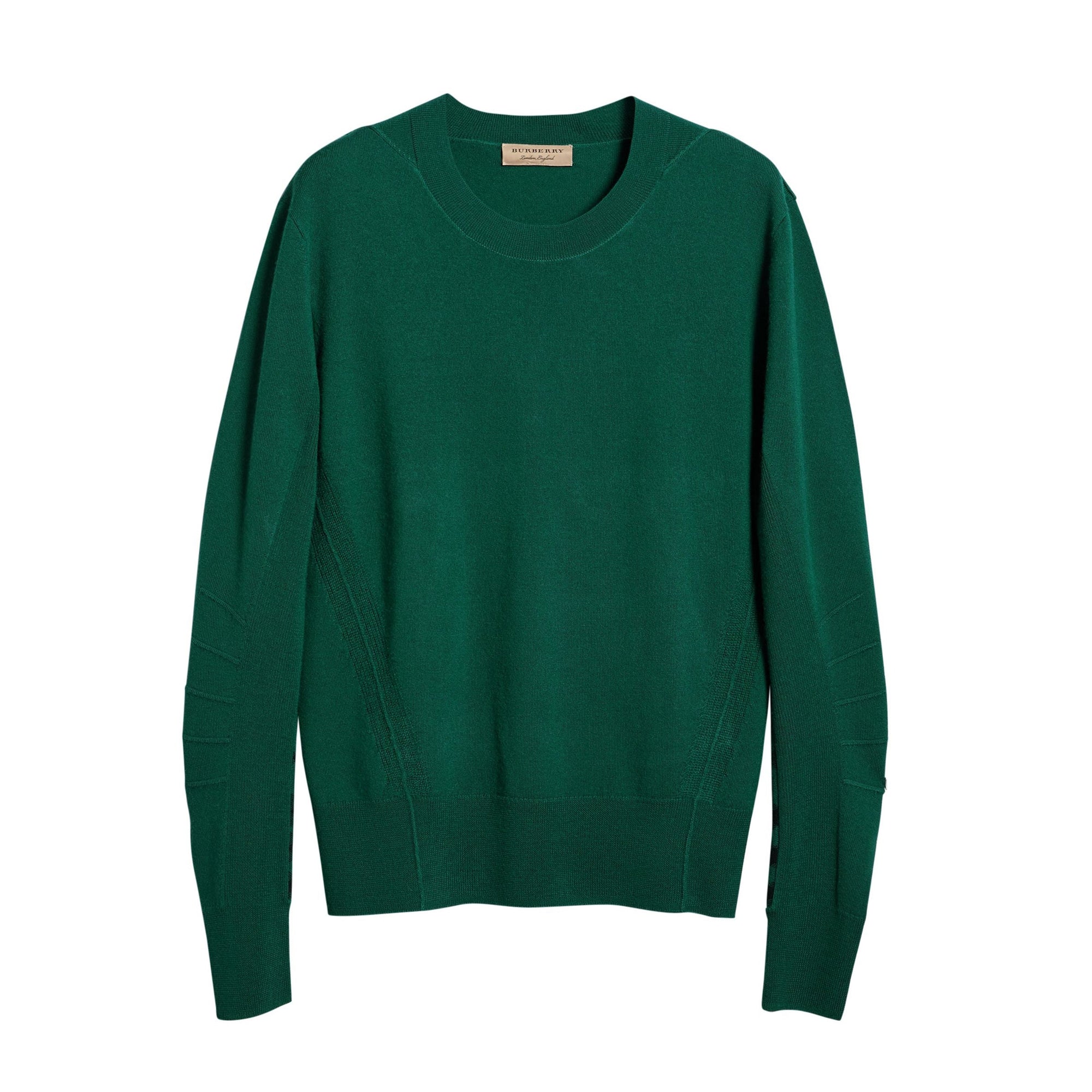 Pull en laine mérinos à détails check - Dark Teal