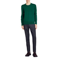 Pull en laine mérinos à détails check - Dark Teal