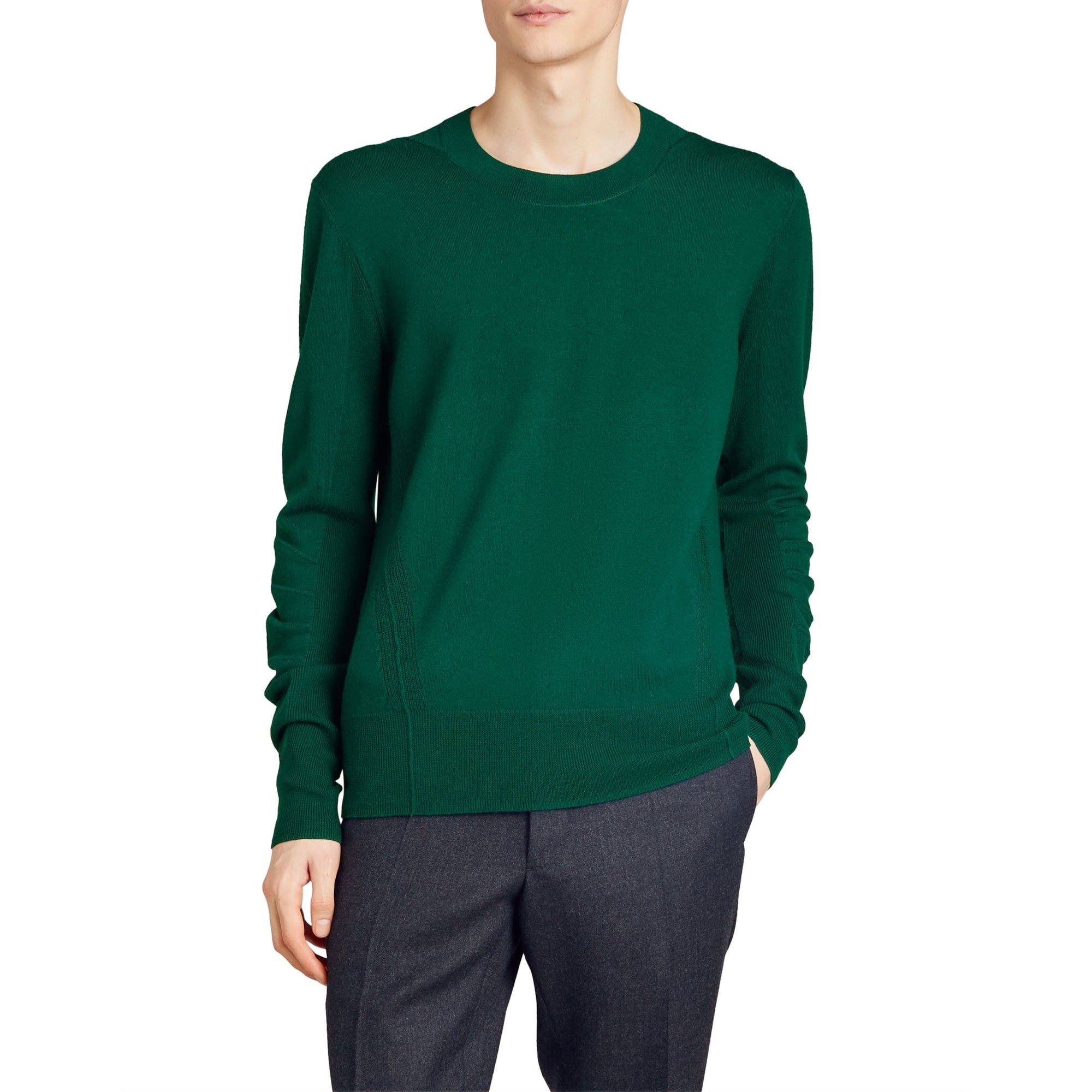 Pull en laine mérinos à détails check - Dark Teal