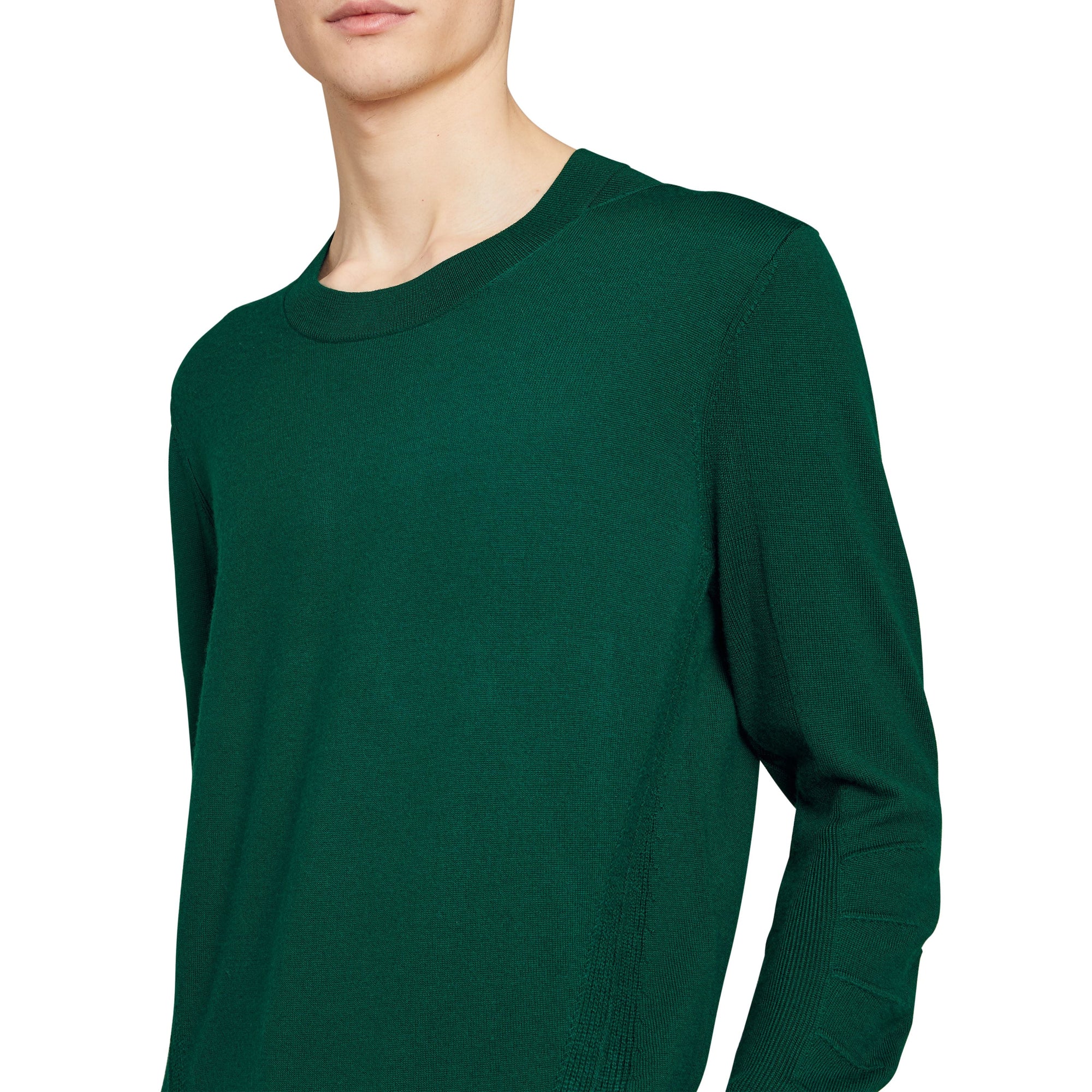 Pull en laine mérinos à détails check - Dark Teal