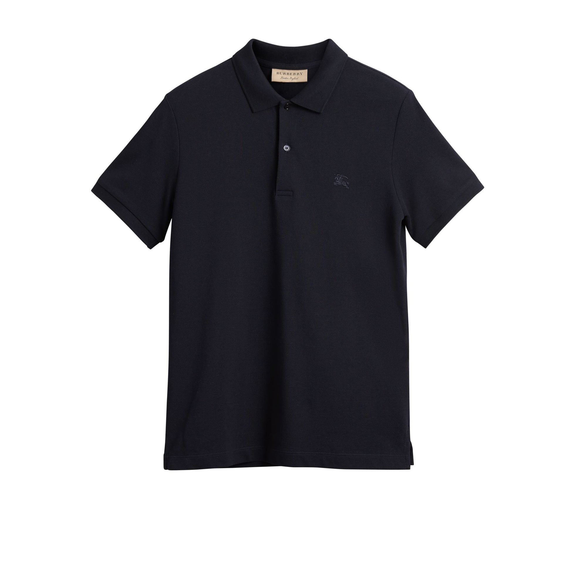 Polo en piqué de coton avec détails tartan - Dark Navy