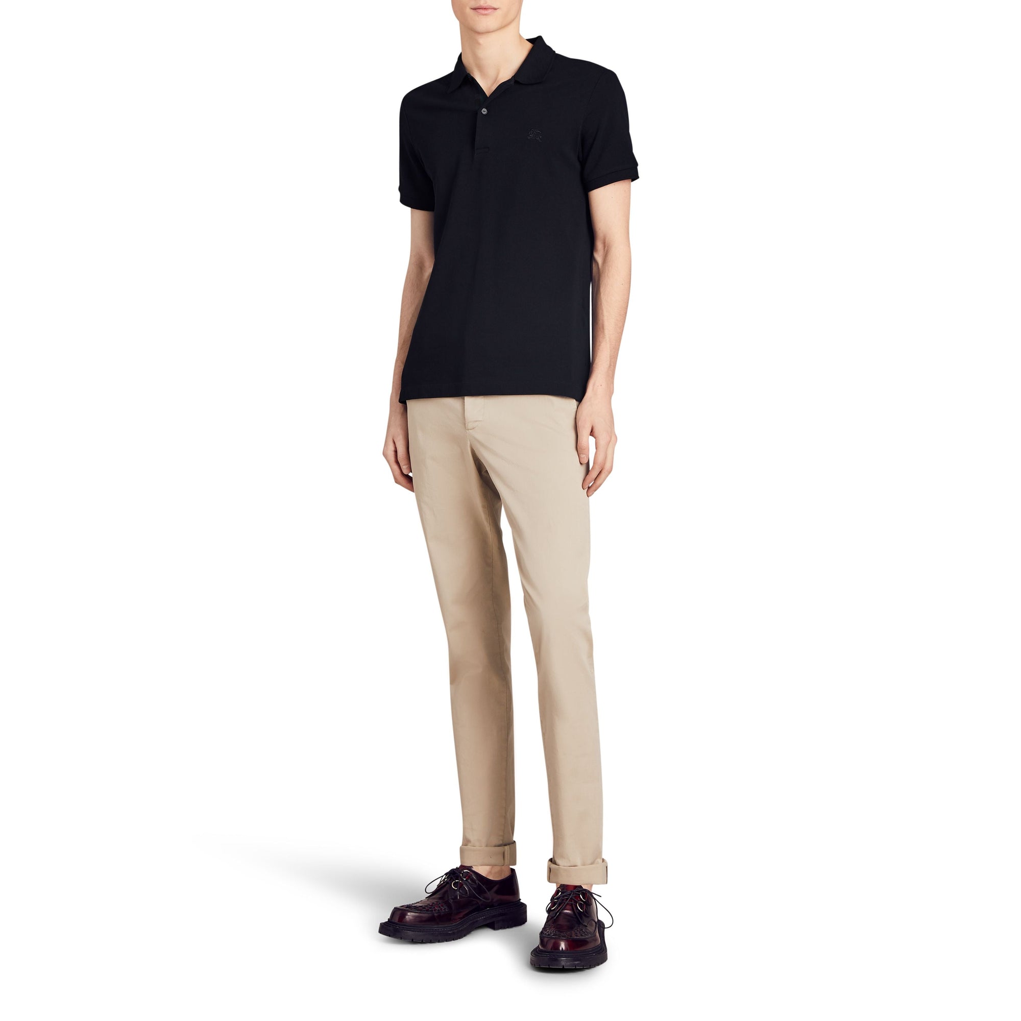 Polo en piqué de coton avec détails tartan - Dark Navy
