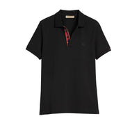 Polo en piqué de coton avec détails tartan - Black