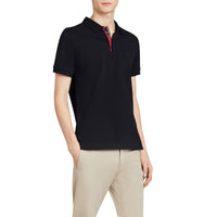 Polo en piqué de coton avec détails tartan - Black