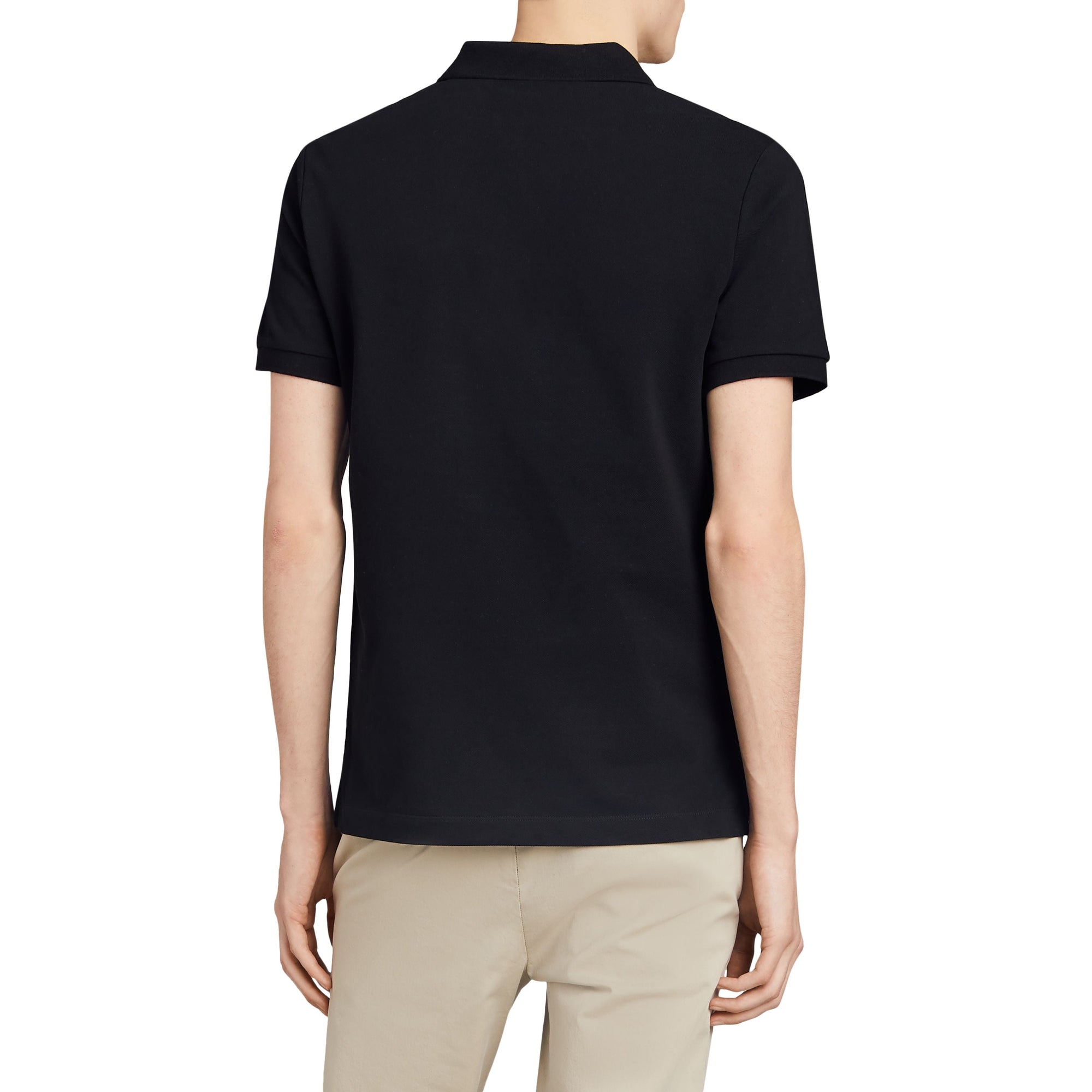 Polo en piqué de coton avec détails tartan - Black