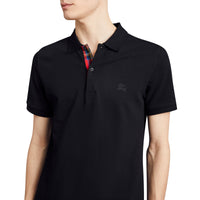 Polo en piqué de coton avec détails tartan - Black