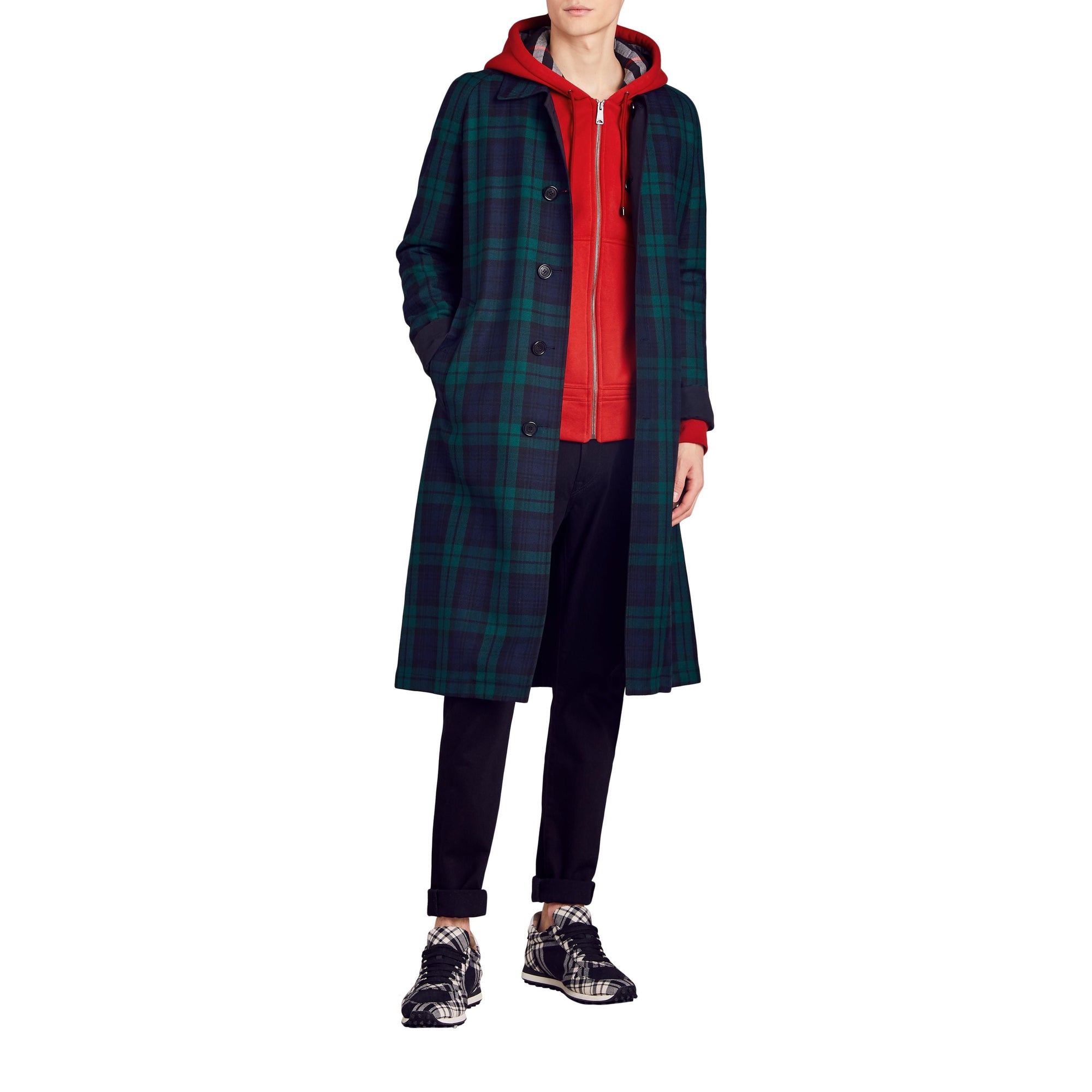 Haut en jersey à capuche à détails check - Military Red