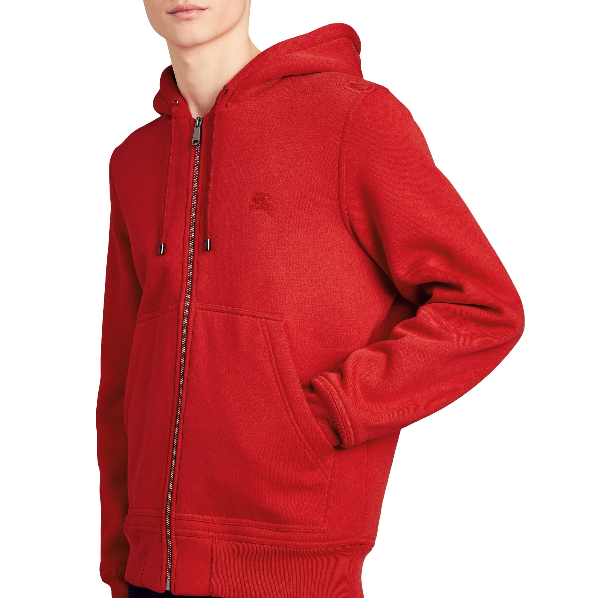Haut en jersey à capuche à détails check - Military Red
