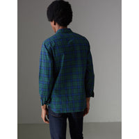 Chemise en coton à motif check - Forest Green