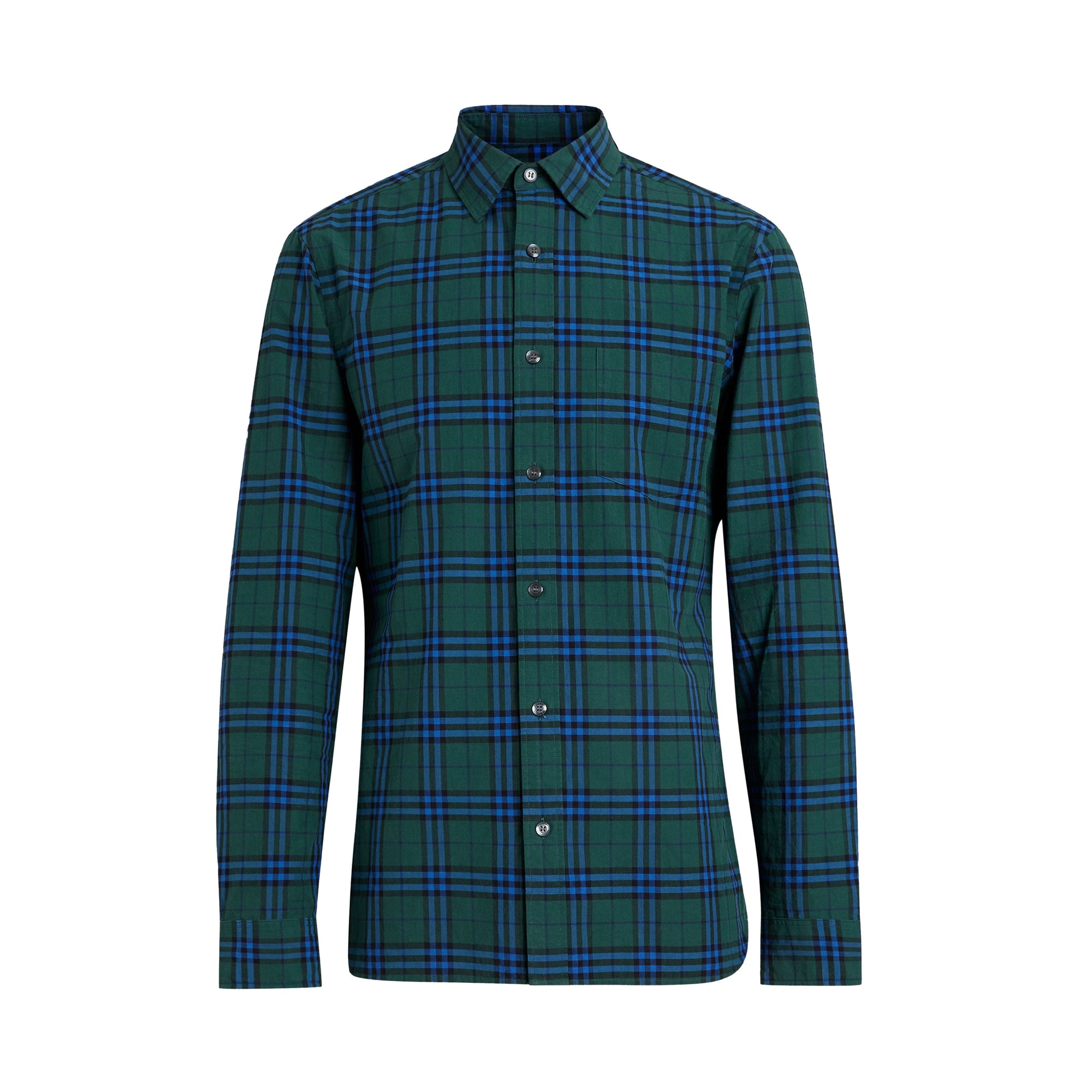 Chemise en coton à motif check - Forest Green